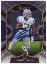 D'Andre Swift Signed Detroit Lions 2020 Panini Select Rookie Football Card #51