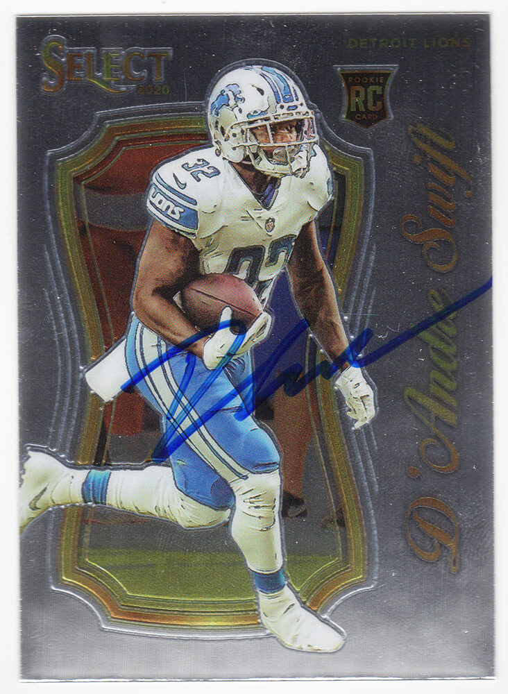 D'Andre Swift Signed Detroit Lions 2020 Panini Select Certified Rookie Football Card #SCR-15