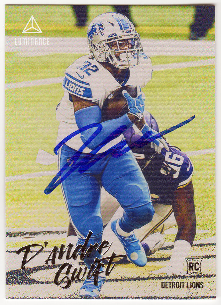 D'Andre Swift Signed Detroit Lions 2020 Panini Luminance Rookie Football Card #211