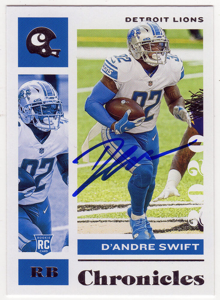 D'Andre Swift Signed Detroit Lions 2020 Panini Chronicles Rookie Football Card #32