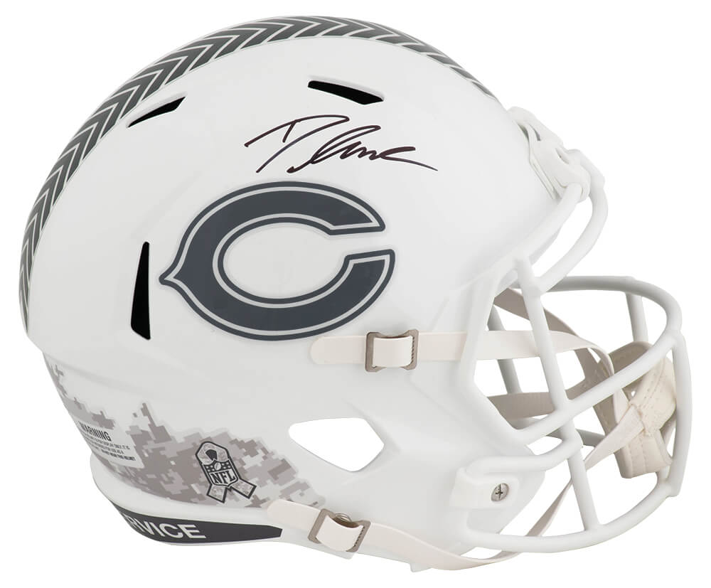 D'Andre Swift Signed Chicago Bears 2024 SALUTE White Riddell Full Size Speed Replica Helmet