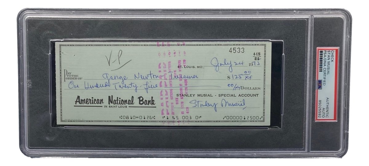 Stan Musial St. Louis Cardinals Signed Bank Check PSA/DNA 85025592 - Sports Integrity