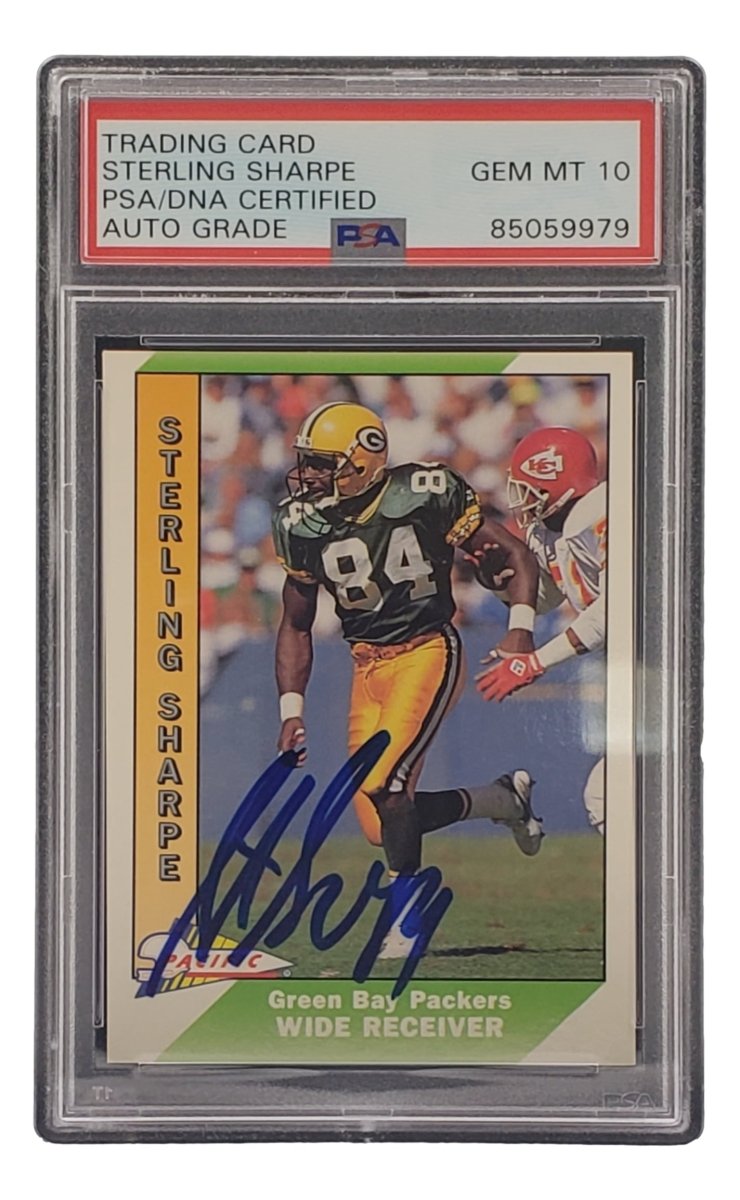 Sterling Sharpe Signed 1991 Pacific #166 Packers Trading Card PSA/DNA Gem MT 10 - Sports Integrity