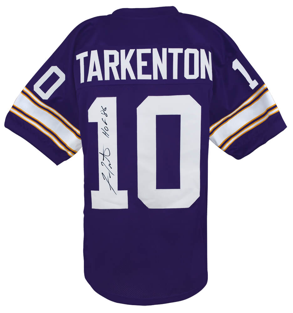 Fran Tarkenton Signed Purple Throwback Custom Football Jersey w/HOF'86