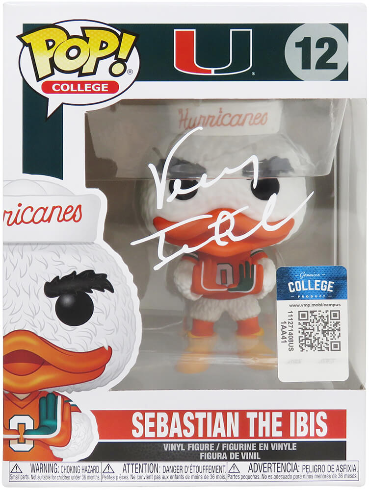 Vinny Testaverde Signed Miami Hurricanes NCAA Mascot Funko Pop Doll #12