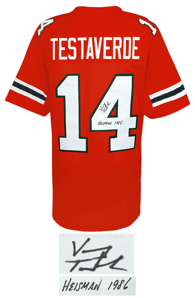 Vinny Testaverde Signed Orange Throwback Custom College Football Jersey w/Heisman 1986