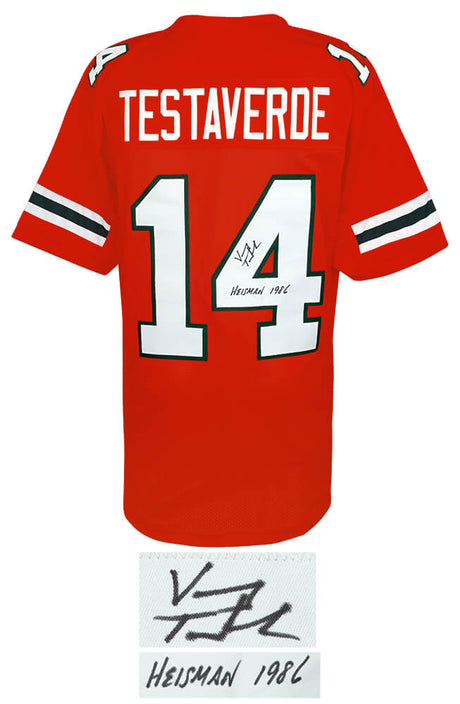 Vinny Testaverde Signed Orange Throwback Custom College Football Jersey w/Heisman 1986