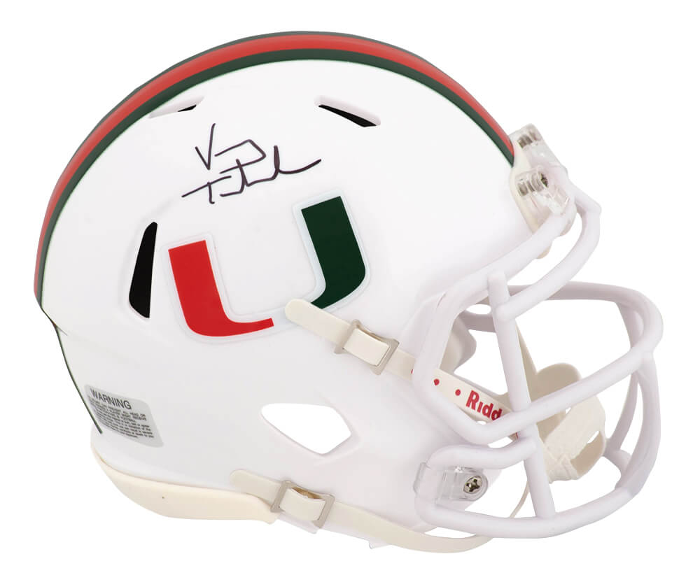 Vinny Testaverde Signed Miami Hurricanes White Riddell Speed Mini Helmet