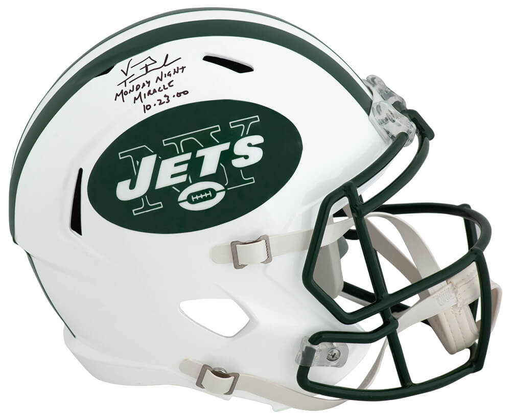 Vinny Testaverde Signed NY Jets White T/B Riddell Full Size Speed Replica Helmet w/Monday Night Miracle 10-23-00