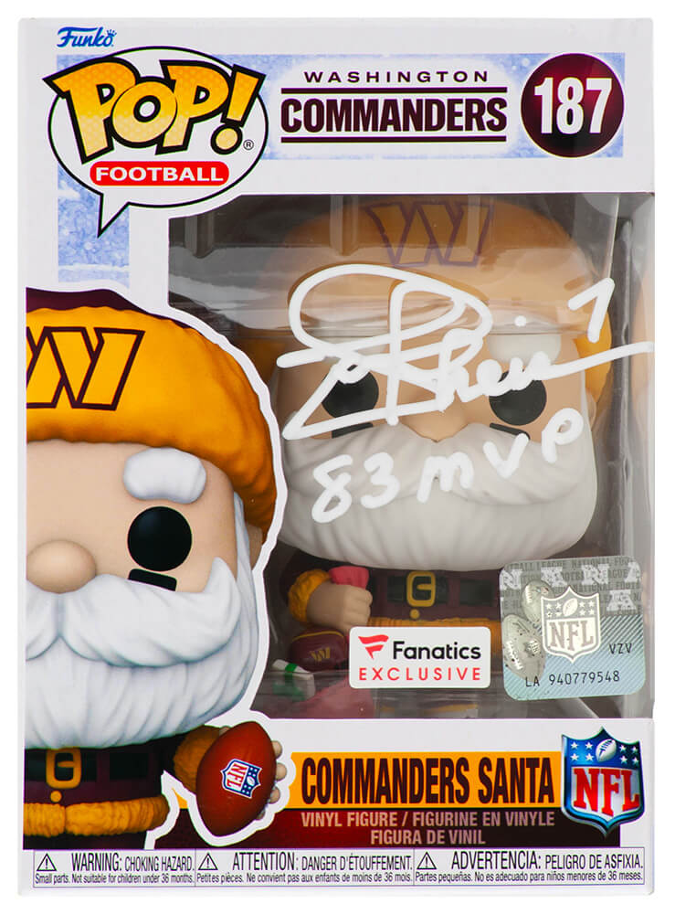 Joe Theismann Signed Washington Commanders SANTA Funko Pop Doll #187 w/83 MVP