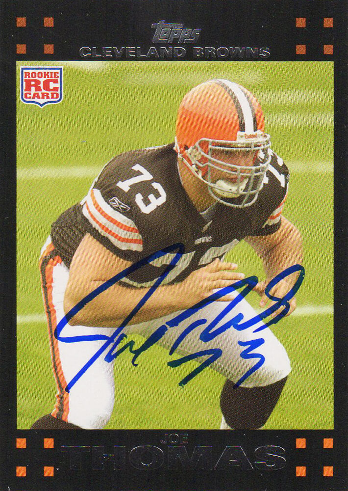 Joe Thomas Signed Cleveland Browns 2007 Topps Rookie Football Trading Card #392