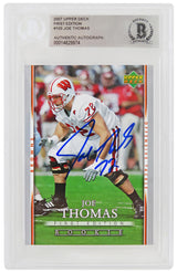 Joe Thomas Signed 2007 Upper Deck First Edition Rookie Football Card #105 - (Beckett Encapsulated)