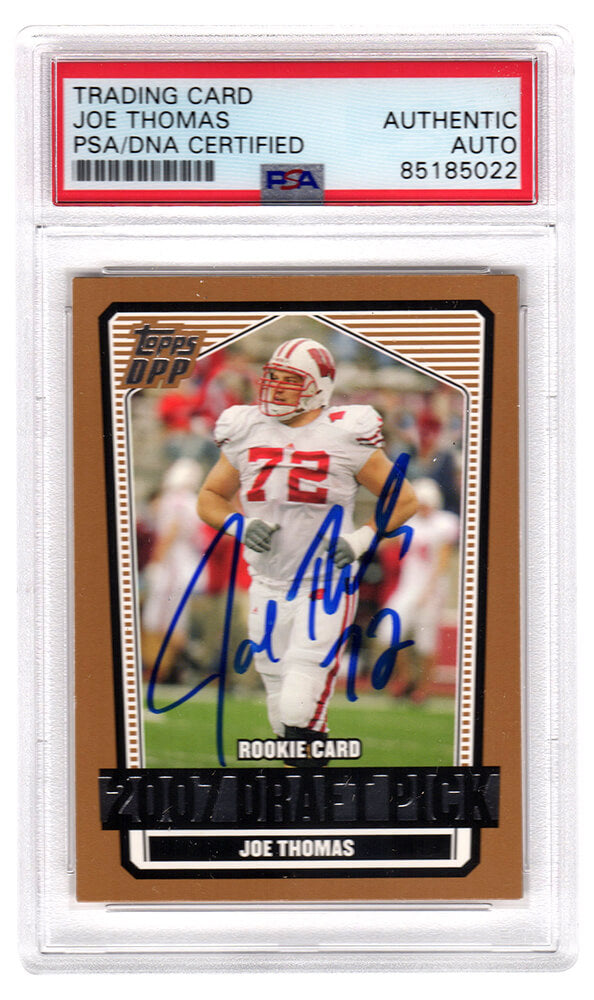 Joe Thomas Signed 2007 Topps DPP Rookie Football Trading Card #115 - (PSA/DNA Encapsulated)