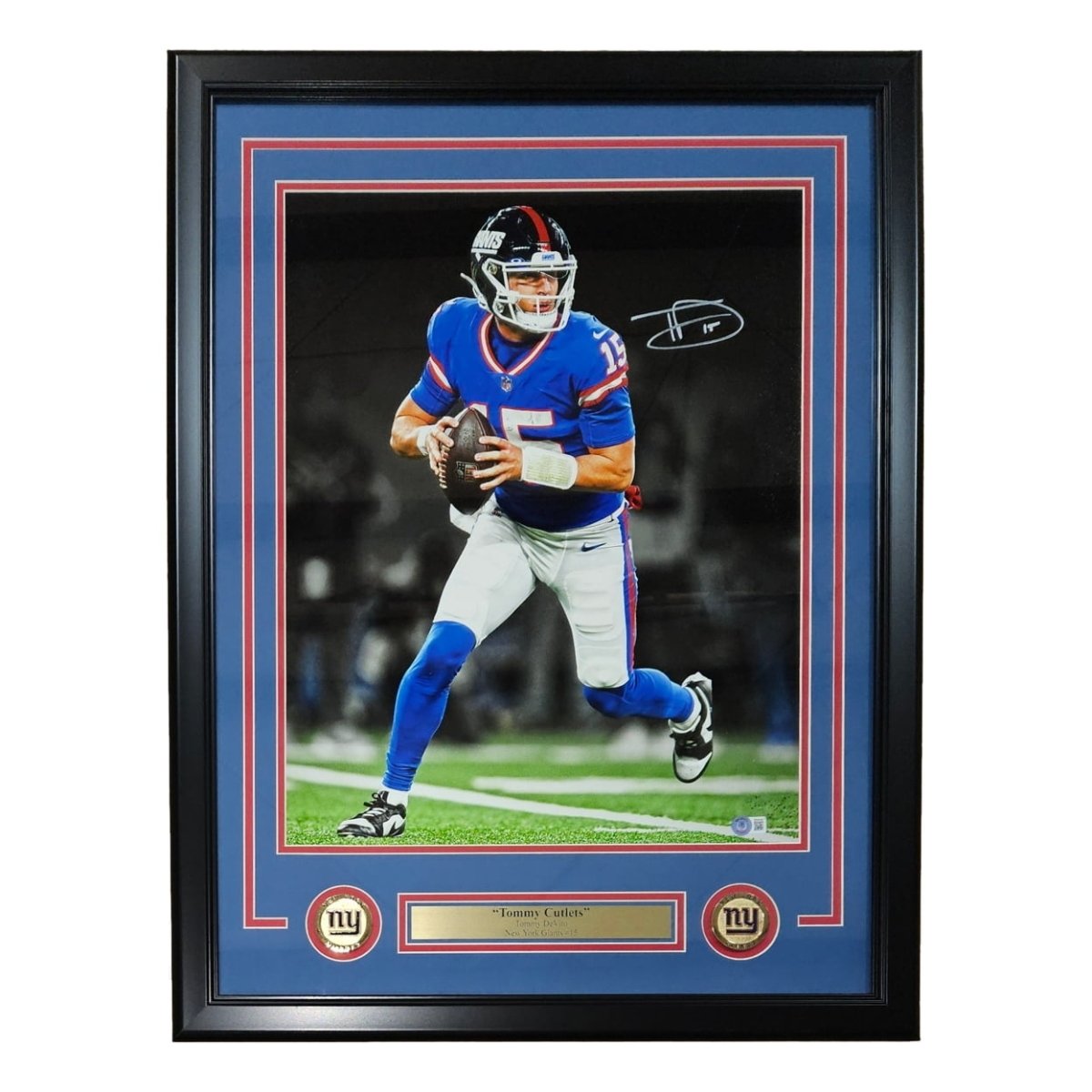 Tommy Devito Signed Framed 16x20 New York Giants Alternate Jersey Photo BAS ITP - Sports Integrity