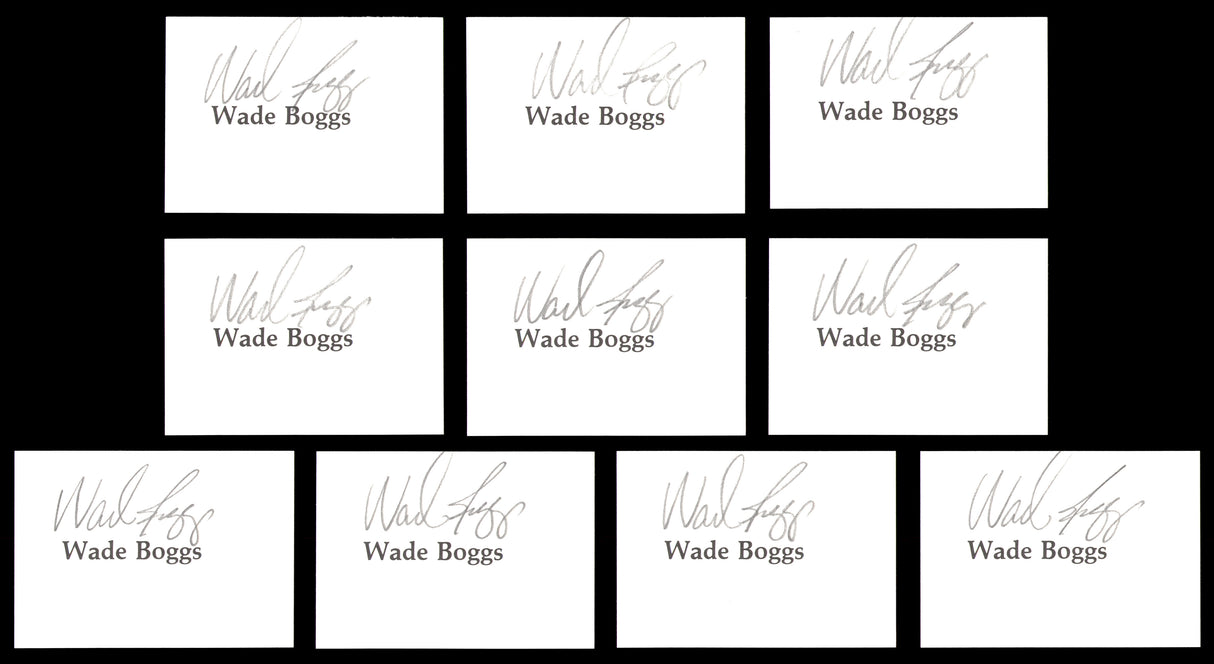 Wade Boggs Autographed 10 Count Lot of 2.5x3.5 Index Cards Boston Red Sox Stock #237572