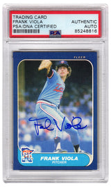 Frank Viola Signed Minnesota Twins 1986 Fleer Baseball Trading Card #408 - (PSA Encapsulated)