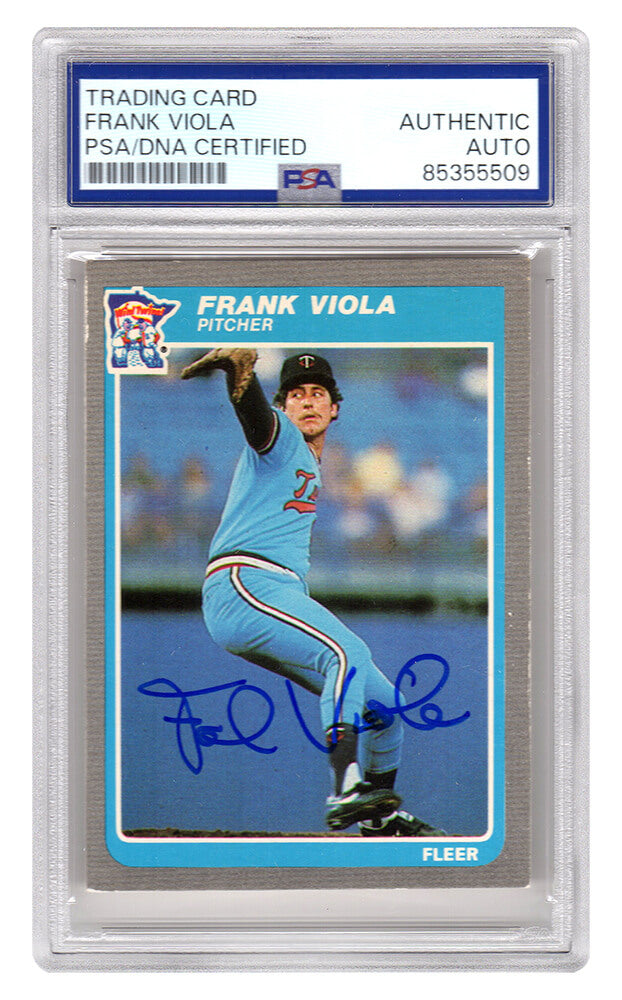 Frank Viola Signed Twins 1985 Fleer Baseball Trading Card #291 - (PSA Encapsulated)