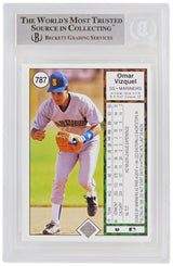 Omar Vizquel Signed Seattle Mariners 1989 Upper Deck Baseball Rookie Card #787 - (Beckett Encapsulated)