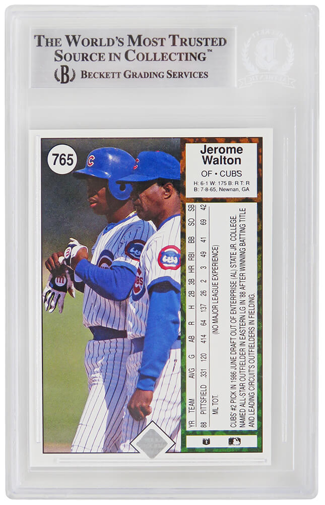 Jerome Walton Signed Chicago Cubs 1989 Upper Deck Rookie Baseball Card #765 w/1989 NL ROY - (Beckett Encapsulated)