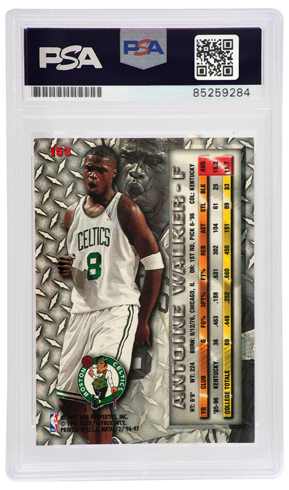 Antoine Walker Signed Boston Celtics 1996-97 Fleer Metal Rookie Basketball Trading Card #153 - (PSA Encapsulated)