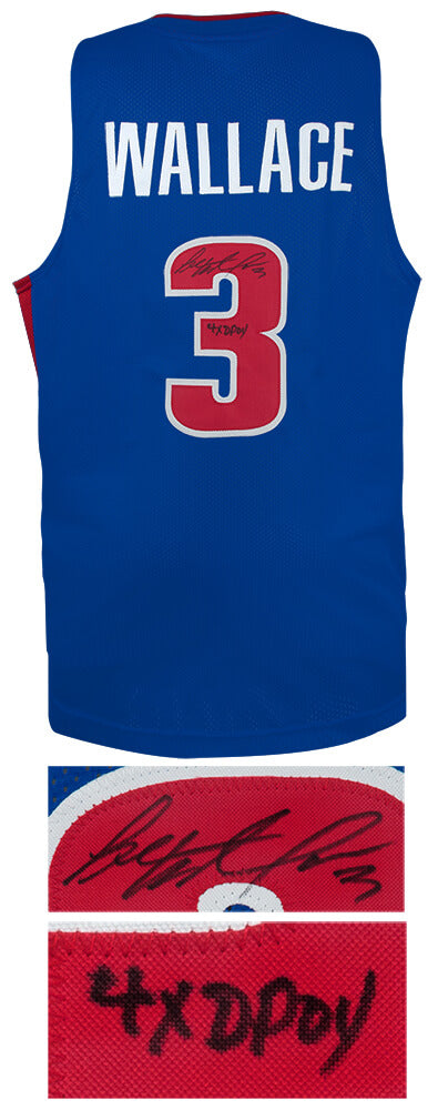 Ben Wallace Signed Blue Custom Basketball Jersey w/4x DPOY