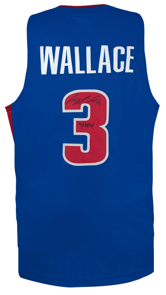 Ben Wallace Signed Blue Custom Basketball Jersey w/4x DPOY