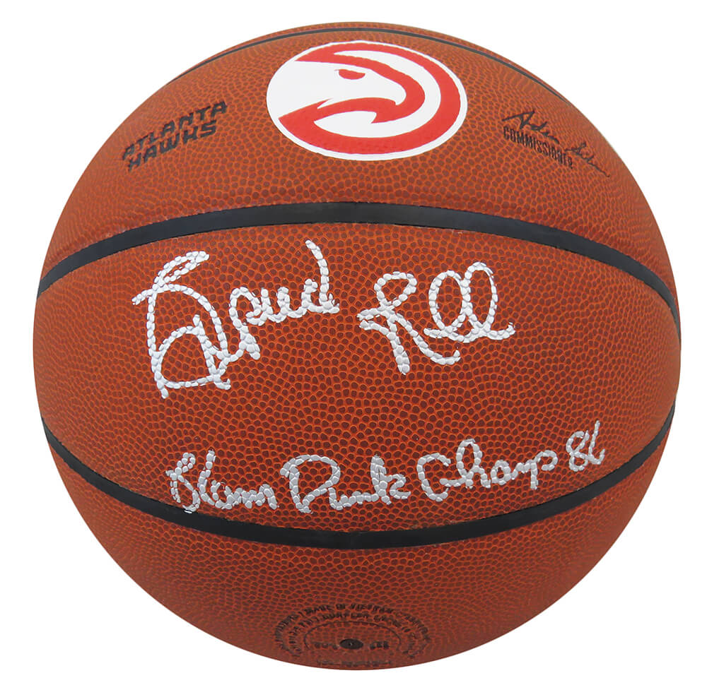 Spud Webb Signed Wilson Atlanta Hawks Logo NBA Basketball w/Slam Dunk Champ '86