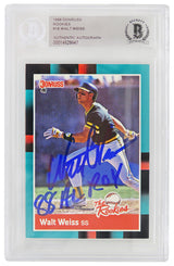 Walt Weiss Signed Signed Oakland A's 1988 Donruss Rookie Baseball Trading Card w/88 AL ROY - (Beckett Encapsulated)