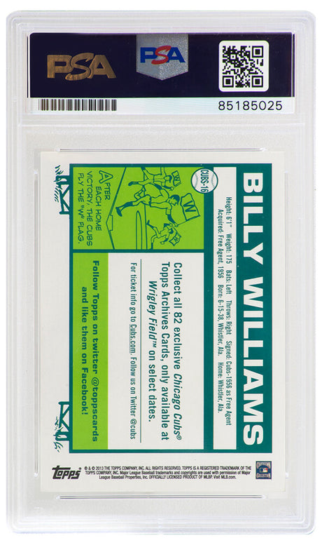 Billy Williams Signed Cubs 2013 Topps Baseball Trading Card #CUBS-16 - (PSA Encapsulated)