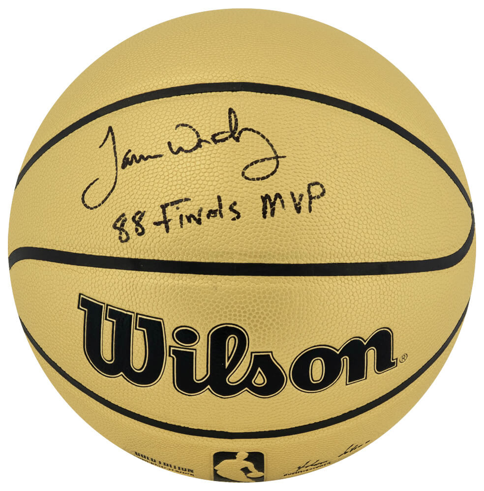 James Worthy Signed Wilson Gold NBA Basketball w/88 Finals MVP