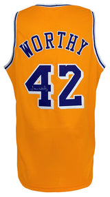 James Worthy Signed Gold Custom Basketball Jersey