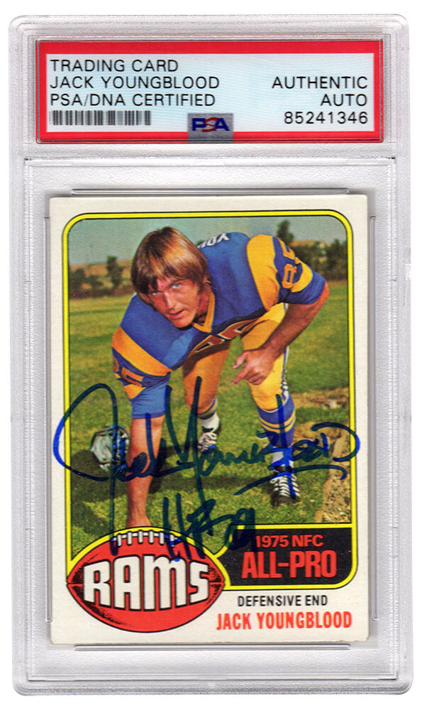 Jack Youngblood Signed Los Angeles Rams 1976 Topps Football Trading Card #310 - (PSA Encapsulated)