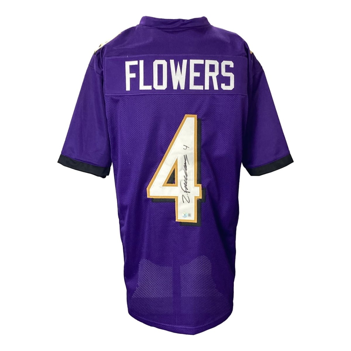 Zay Flowers Baltimore Signed Purple Football Jersey BAS - Sports Integrity