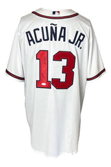 Ronald Acuna Jr. Signed In Black Braves White Nike Baseball Jersey 18 ROY JSA - Sports Integrity