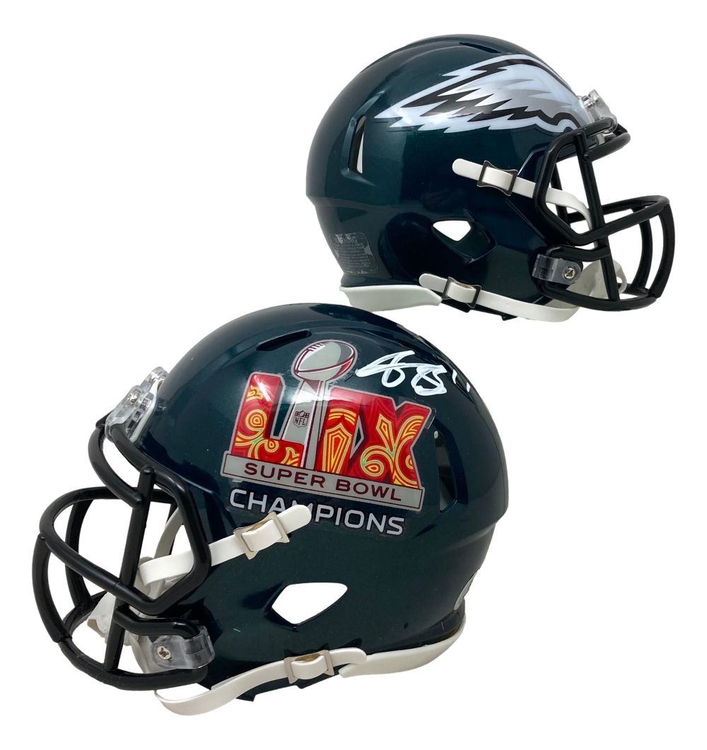 AJ Brown Signed Philadelphia Eagles Super Bowl 59 Mini Speed Helmet BAS