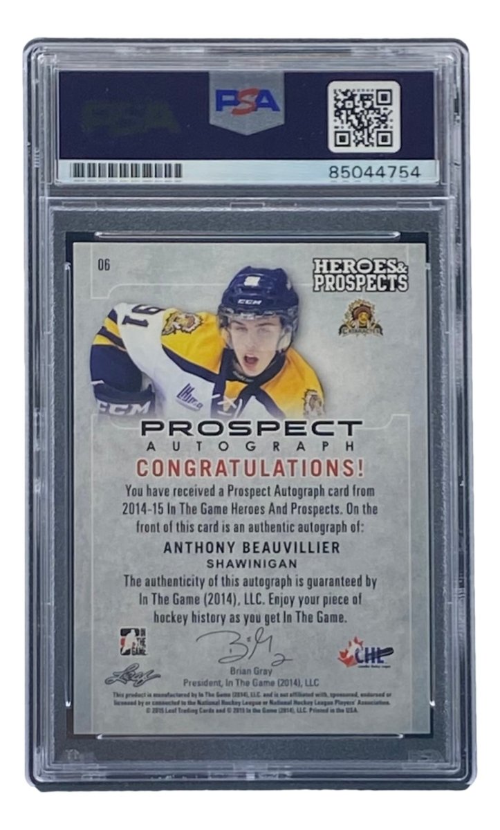 Anthony Beauvillier Signed 2015 Leaf #6 New York Islanders Hockey Card PSA/DNA - Sports Integrity