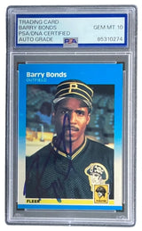 Barry Bonds Signed 1987 Fleer #604 Pirates Rookie Card PSA Auto Gem MT 10 - Sports Integrity