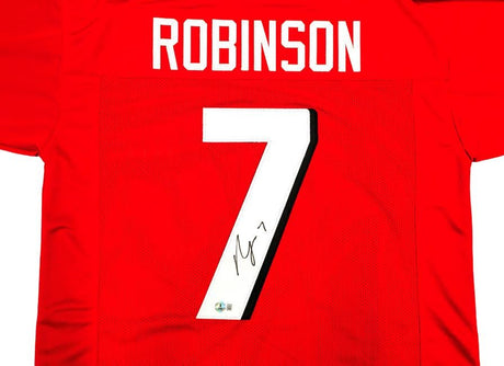 Bijan Robinson Atlanta Signed Red Football Jersey BAS ITP - Sports Integrity