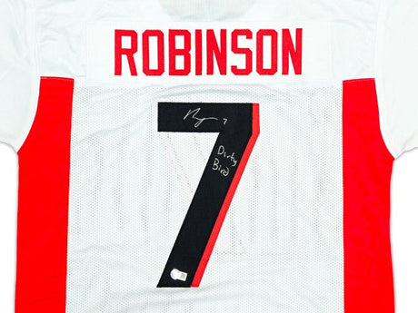 Bijan Robinson Atlanta Signed White Football Jersey Dirty Bird Inscribed BAS - Sports Integrity