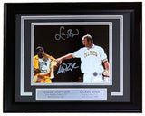 Larry Bird Magic Johnson Signed Framed 8x10 Celtics Shirt Pull Photo JSA+BAS - Sports Integrity