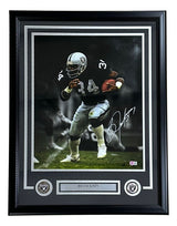 Bo Jackson Signed Framed 16x20 Oakland Raiders Black Jersey Photo BAS - Sports Integrity