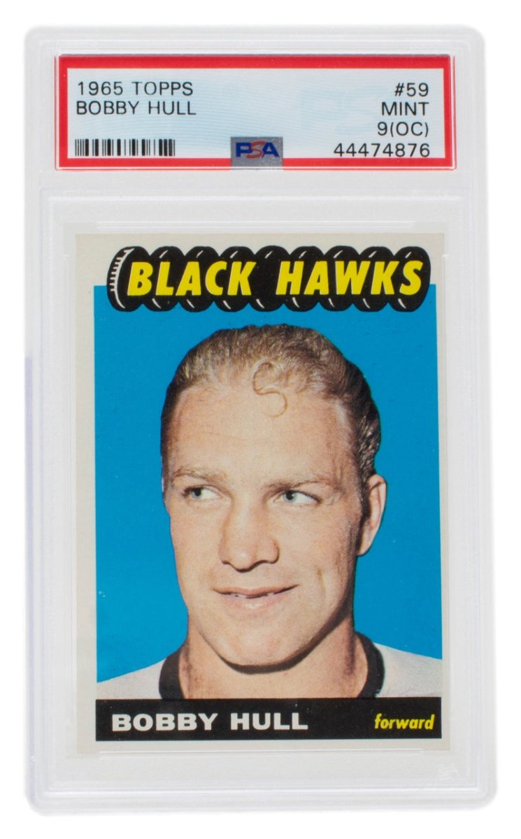 Bobby Hull 1965 Topps #59 Chicago Black Hawks Hockey Card PSA Mint 9 OC - Sports Integrity