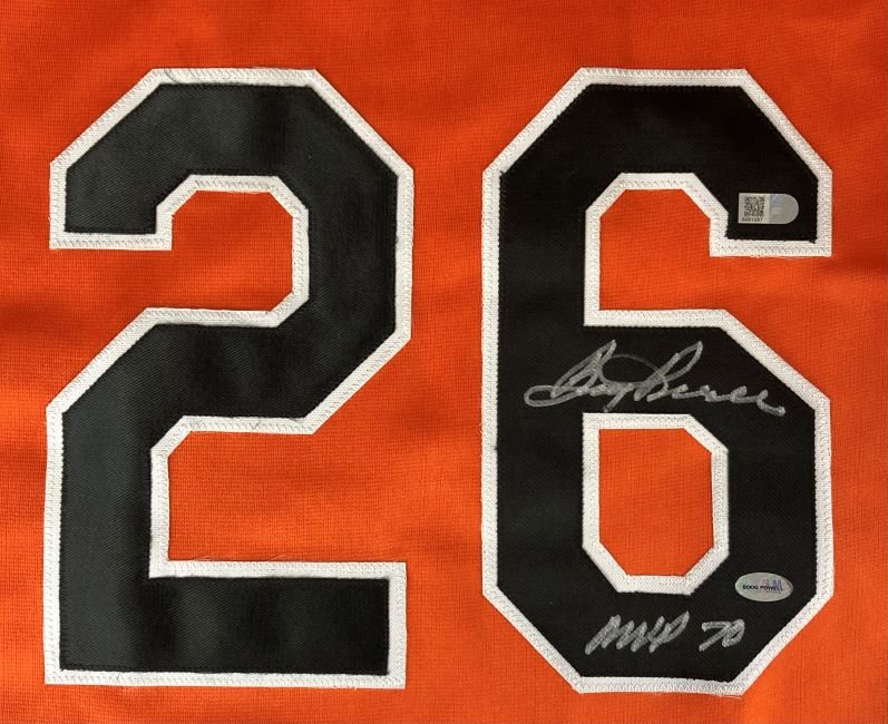 Boog Powell Baltimore Signed Orange Baseball Jersey MVP 70 Insc Sports Integrity - Sports Integrity