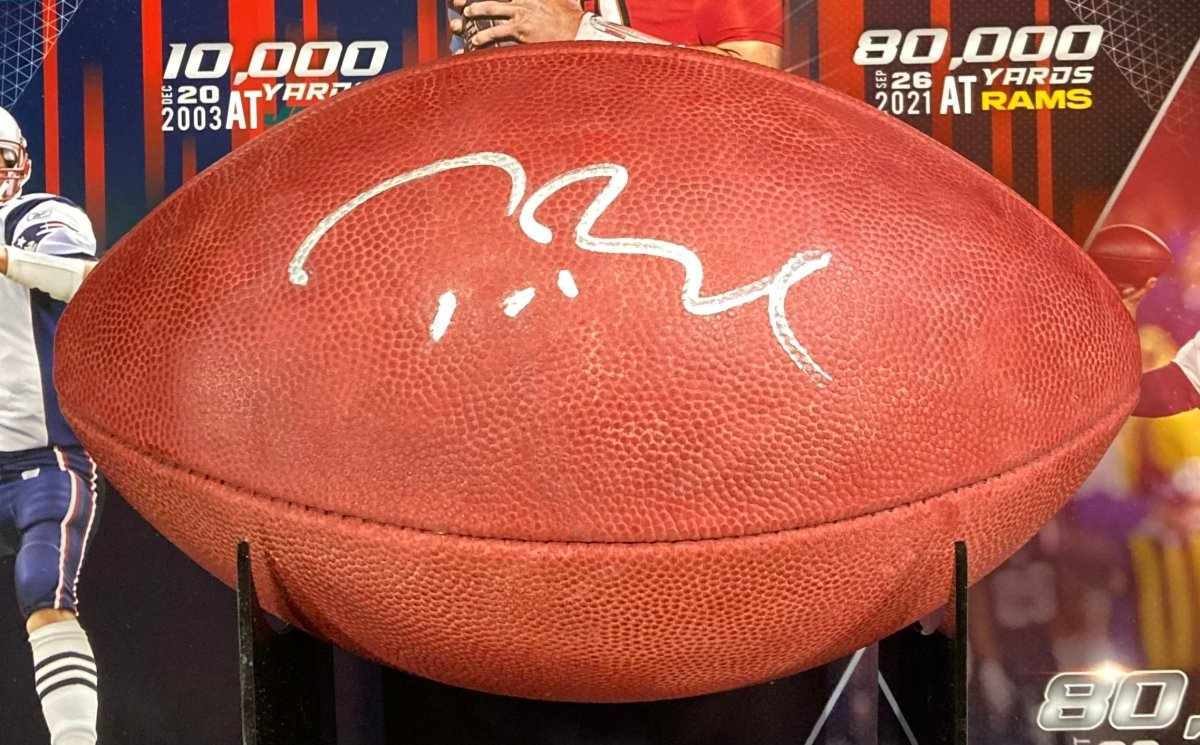 Tom Brady Signed New England Patriots Wilson Duke Football w/ Shadowbox Fanatics - Sports Integrity