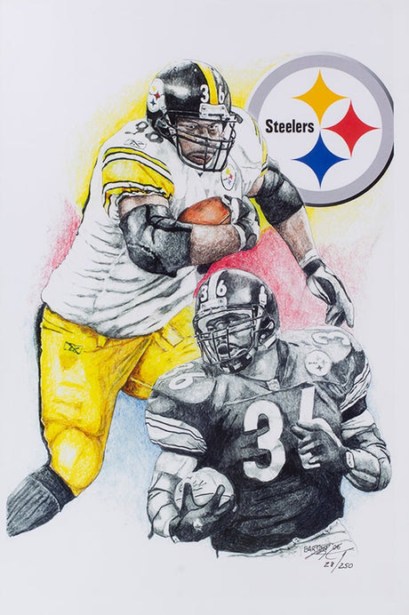 Jerome Bettis Steelers Framed 13x19 Lithograph Signed By Artist Brian Barton PA - Sports Integrity