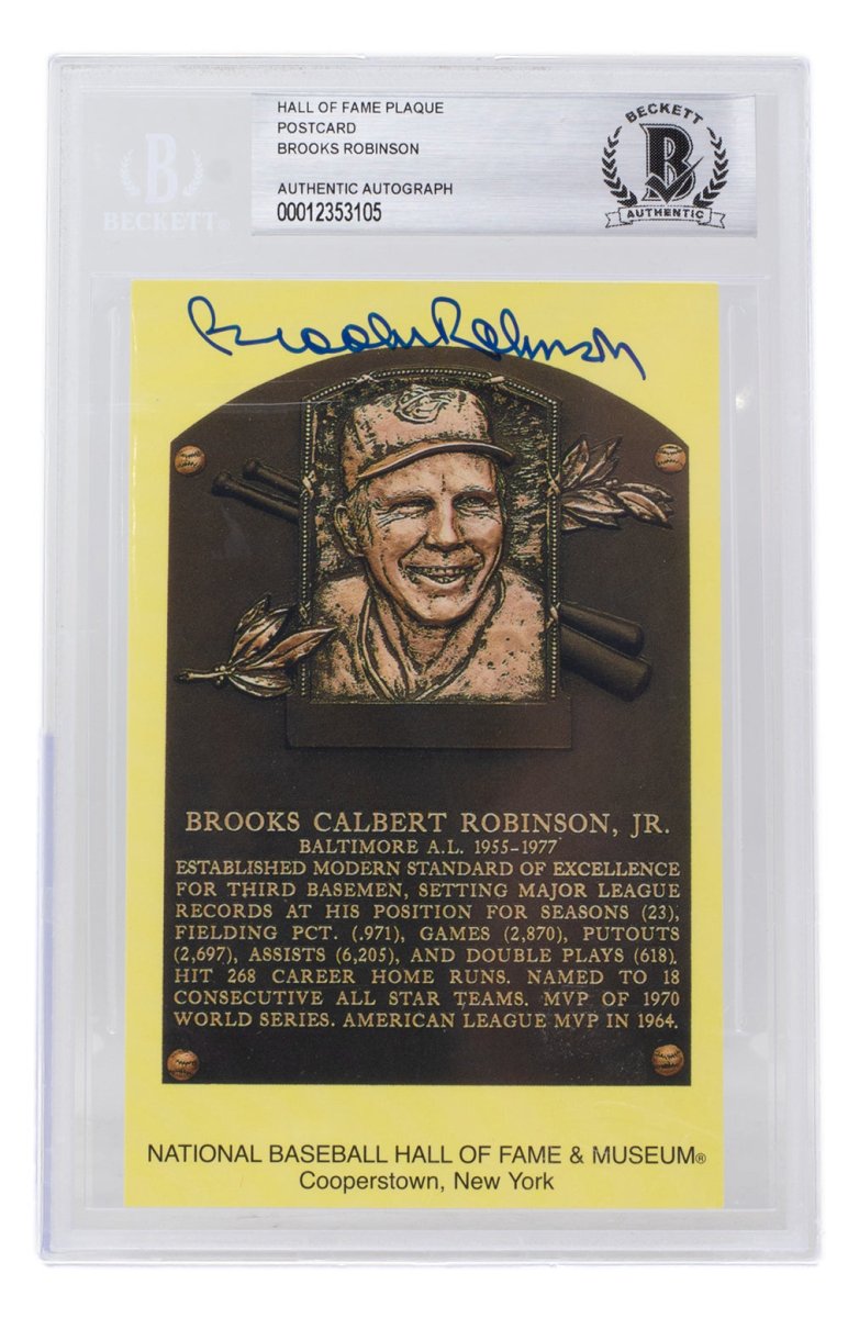 Brooks Robinson Signed Slabbed Orioles Hall of Fame Plaque Postcard BAS 105 - Sports Integrity