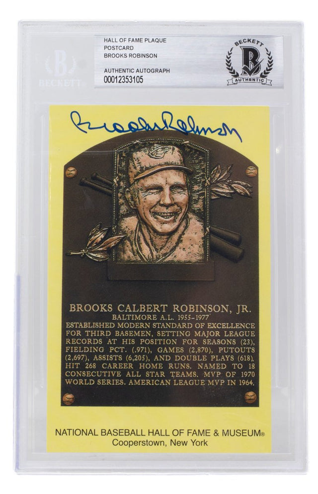 Brooks Robinson Signed Slabbed Orioles Hall of Fame Plaque Postcard BAS 105 - Sports Integrity