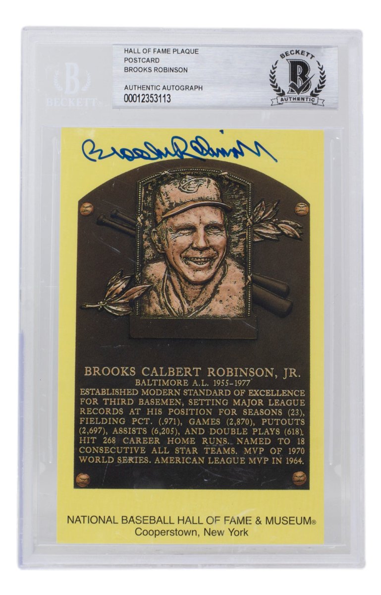 Brooks Robinson Signed Slabbed Orioles Hall of Fame Plaque Postcard BAS 113 - Sports Integrity