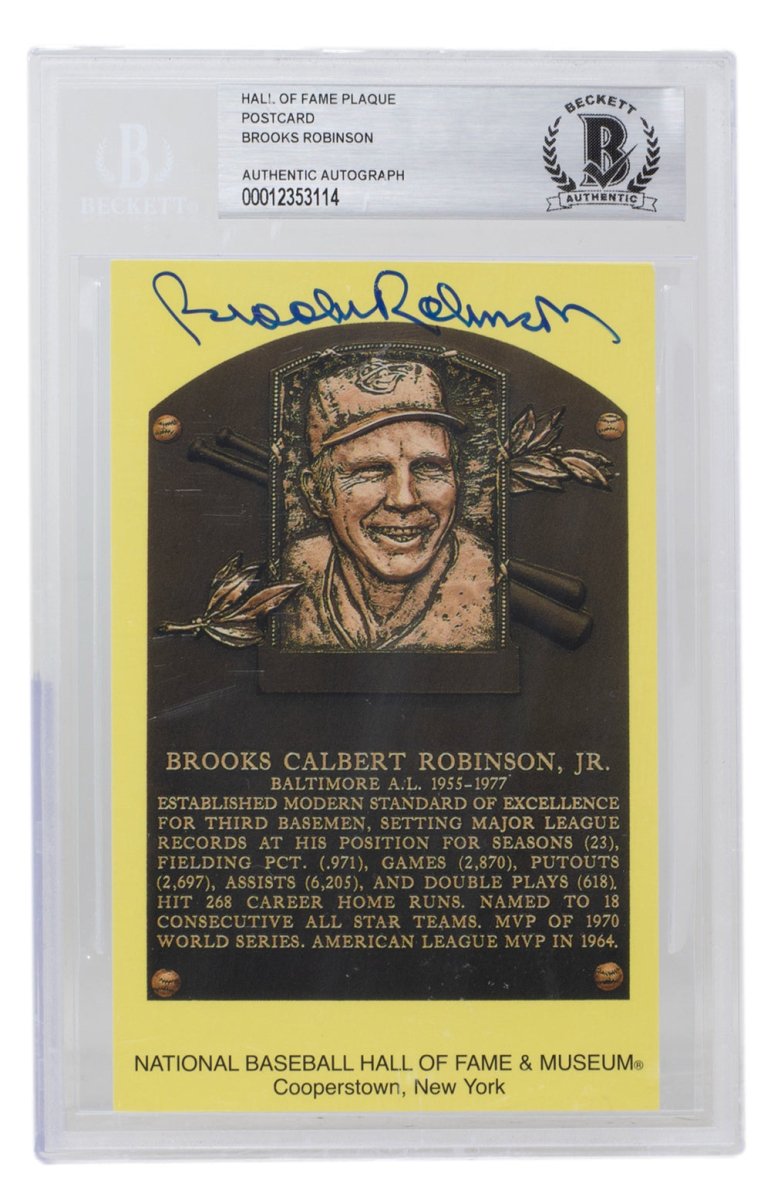 Brooks Robinson Signed Slabbed Orioles Hall of Fame Plaque Postcard BAS 114 - Sports Integrity