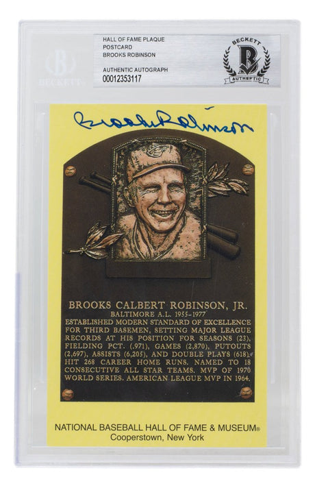 Brooks Robinson Signed Slabbed Orioles Hall of Fame Plaque Postcard BAS 117 - Sports Integrity